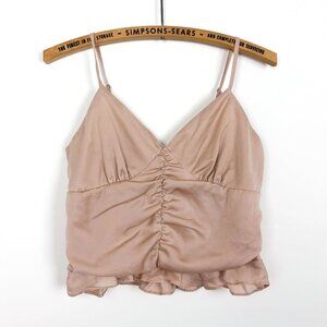 Active USA Womens Medium Blush Ruched Cropped Cami  Spaghetti Strap Festival